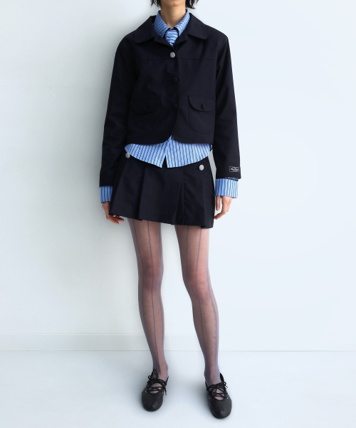 Pocket Pleats Shorts Skirt Navy
