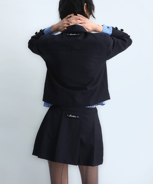 Pocket Pleats Shorts Skirt Navy