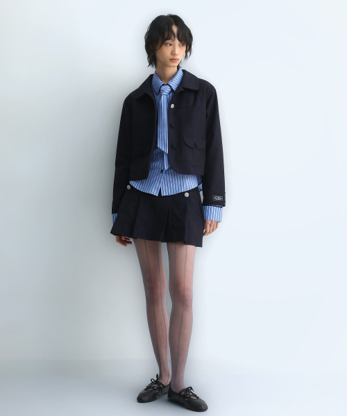 Pocket Pleats Shorts Skirt Navy