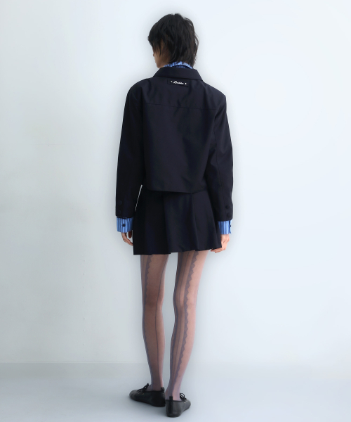 Pocket Pleats Shorts Skirt Navy
