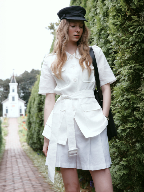 TARI linen half sleeve jacket_IVORY