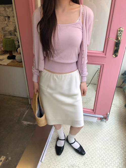 DIANA satin midi skirt_IVORY
