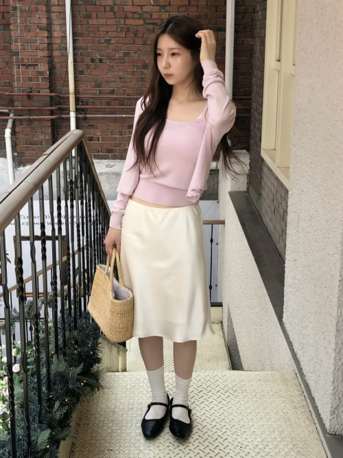 DIANA satin midi skirt_IVORY