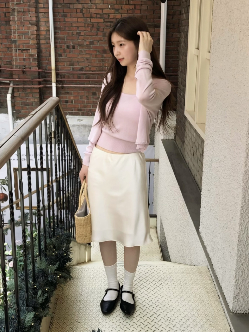DIANA satin midi skirt_IVORY
