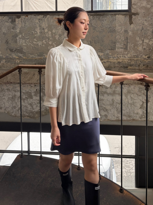 DIANA satin midi skirt_INDIGO BLUE