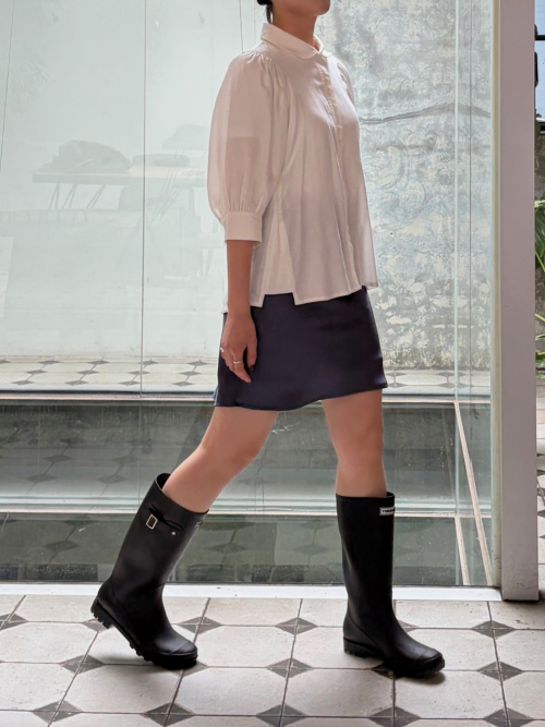 DIANA satin midi skirt_INDIGO BLUE