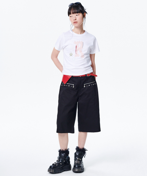 아플리케 로고 H/S 티 [화이트]