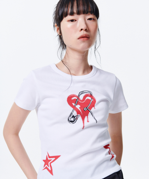 멜팅 하트 H/S 티 [화이트]