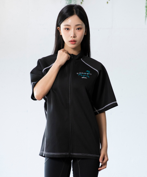 GT153 소든 반팔집업 래쉬가드 (BLACK)