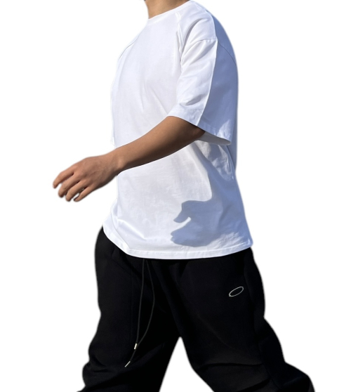 숄더 파이핑 레귤러 오버핏 반팔 (화이트)