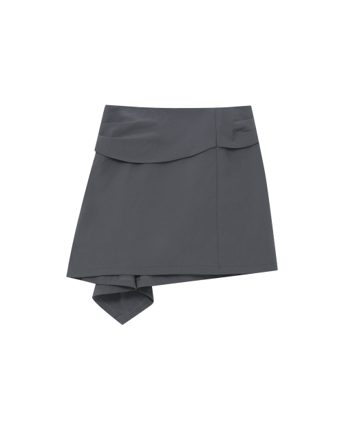 Layered chiton mini skirt CHARCOAL