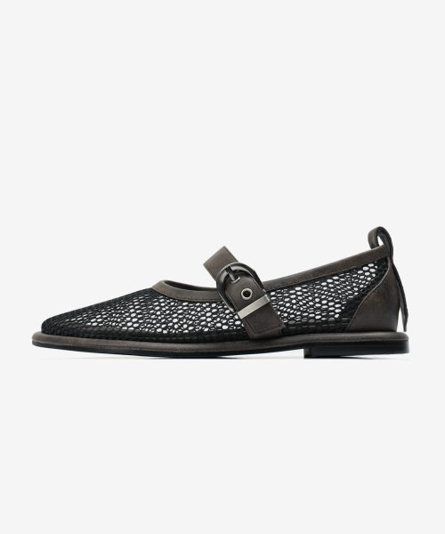 r. 903 mesh buckle flats / brown