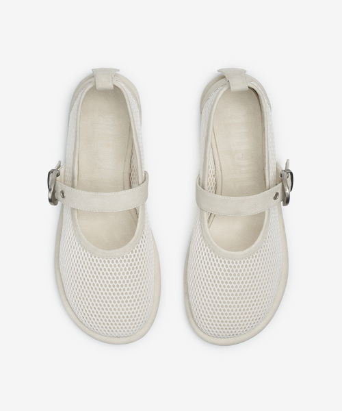 r. 903 mesh buckle flats / ivory