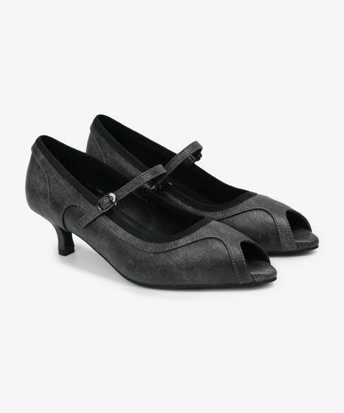 r. 906 open toe heels / black