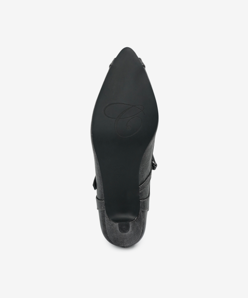 r. 906 open toe heels / black