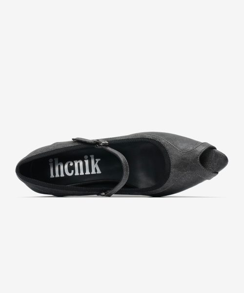 r. 906 open toe heels / black