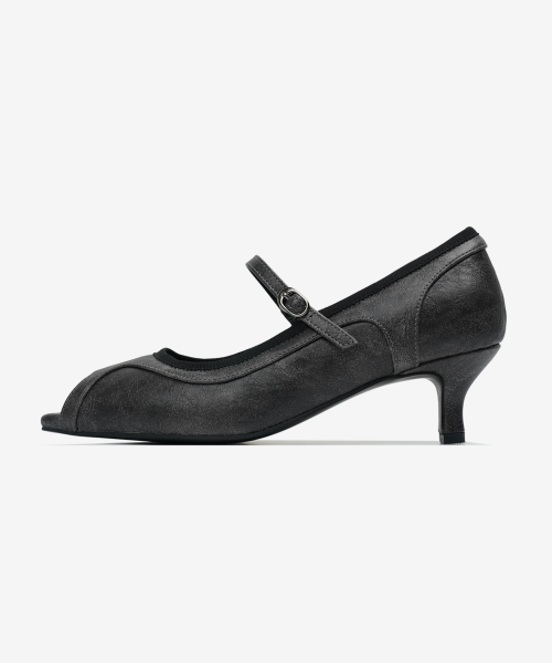 r. 906 open toe heels / black