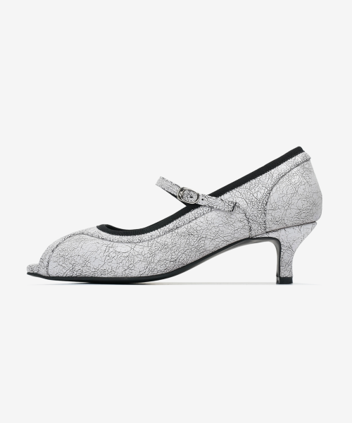 r. 906 open toe heels / white