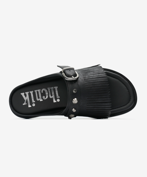 r. 909 tassel stud slides / black