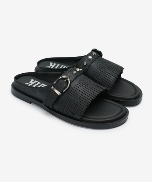 r. 909 tassel stud slides / black