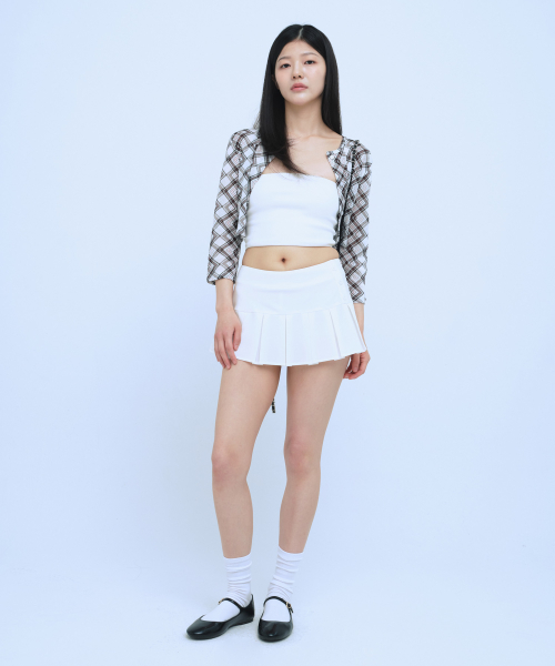 C PINTUCK MINI SKIRT_WHITE