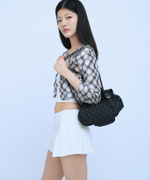 C PINTUCK MINI SKIRT_WHITE
