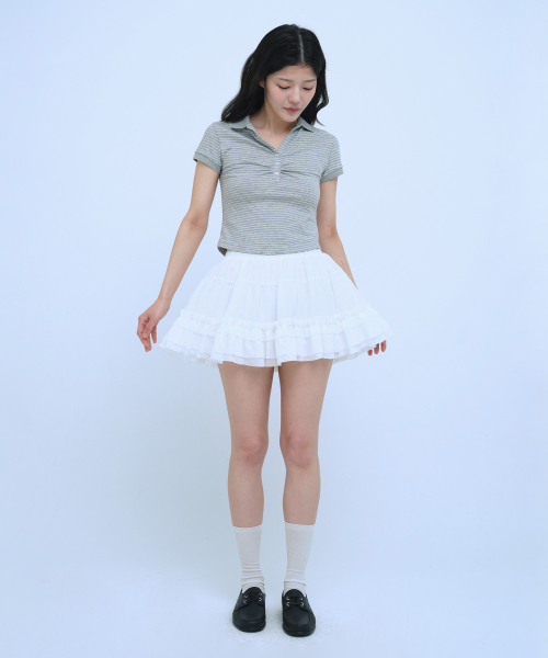 C SHIRRING CANCAN SKIRT_WHITE