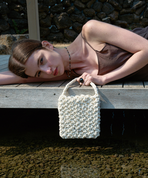 WEAVING SQUARE BAG MINI - CREAM