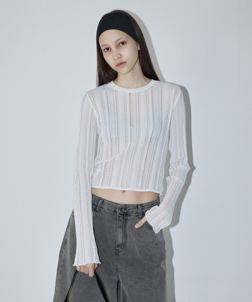 SCRATCH SEE-THROUGH SUMMER KNIT - WHITE