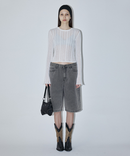 SCRATCH SEE-THROUGH SUMMER KNIT - WHITE
