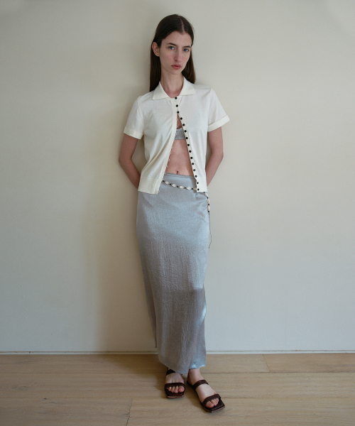 CONTRASTING BUTTONS SHIRT CARDIGAN - IVORY