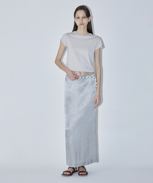 BASIC SHORT SLEEVE CROP T-SHIRT - LIGHT BEIGE