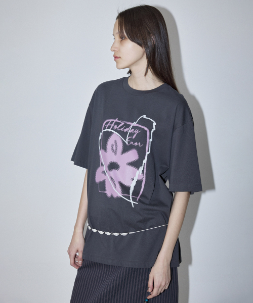 FLOWER GRAPHIC T-SHIRT - DARK GREY