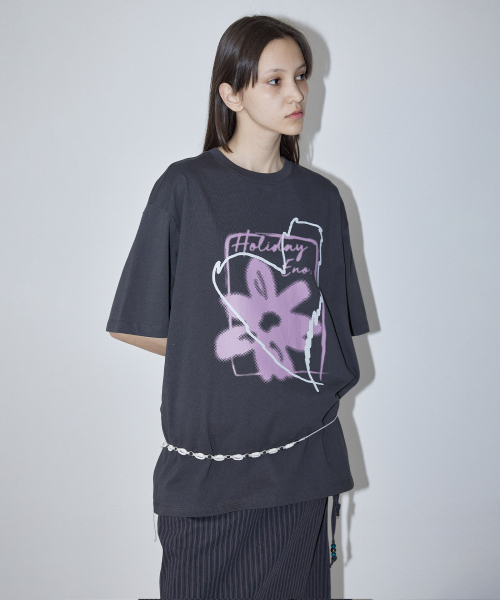 FLOWER GRAPHIC T-SHIRT - DARK GREY