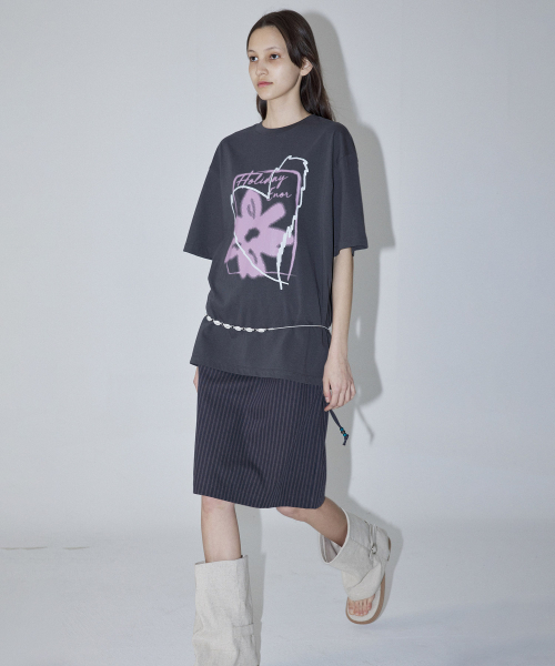 FLOWER GRAPHIC T-SHIRT - DARK GREY