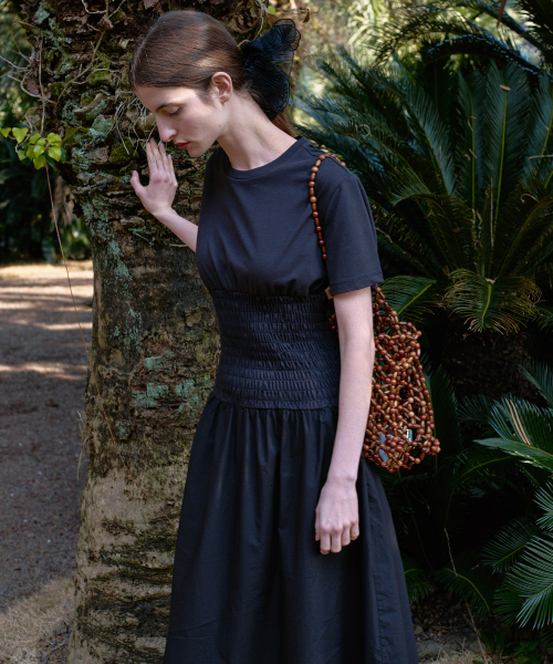 SMOKING TOP LAYERED ONE-PIECE - BLACK
