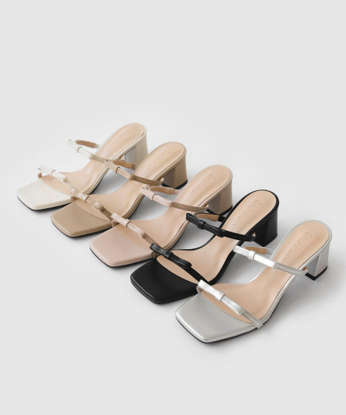 Fleur Square Ribbon Sandal Mules (5cm)