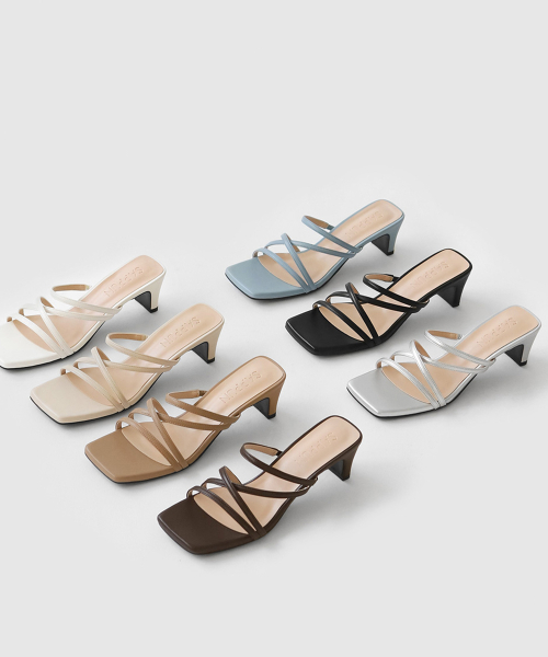 나탈리 스퀘어 스트랩 샌들 뮬 (5cm)