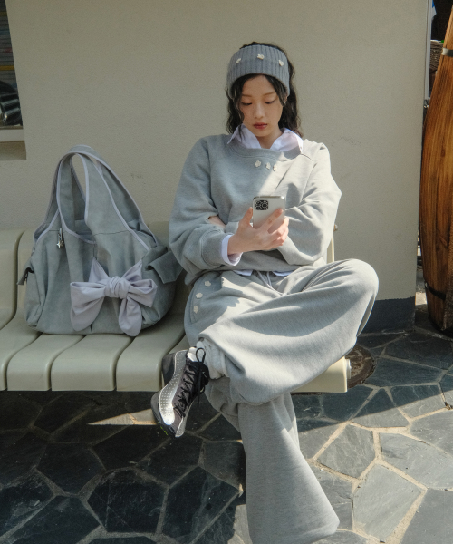 Crochet Sweat Pants (Melange Grey)