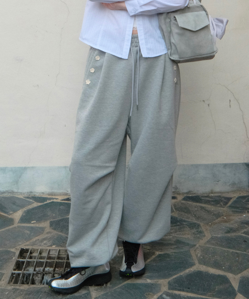Crochet Sweat Pants (Melange Grey)