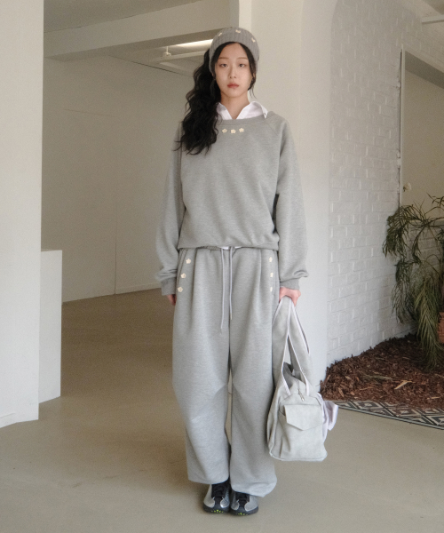 Crochet Sweat Pants (Melange Grey)