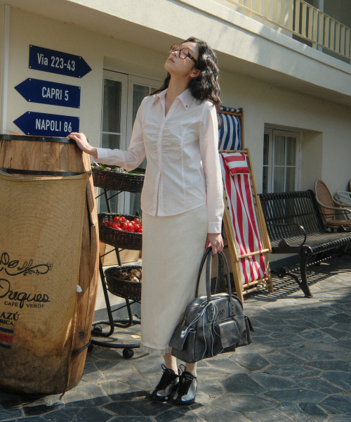 Silky Jacquard Shirt (Light Pink)