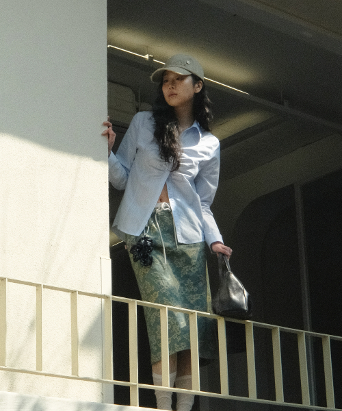 Silky Jacquard Shirt (Skyblue)
