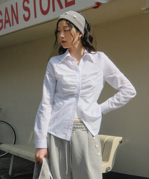 Silky Jacquard Shirt (White)