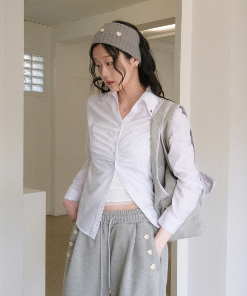 Silky Jacquard Shirt (White)