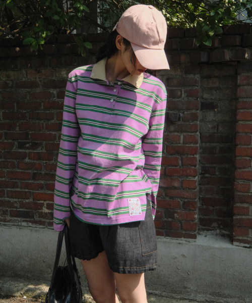 Stripe Rugby T-shirt (Purple)