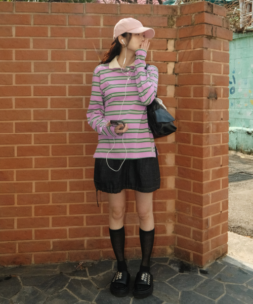Stripe Rugby T-shirt (Purple)