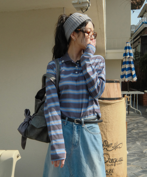 Stripe Rugby T-shirt (Charcoal)