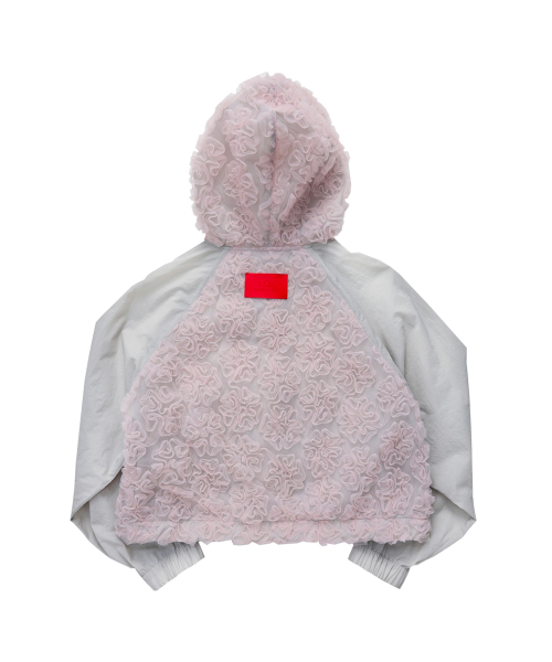 Lace Crop Hood (Grey+Pink)