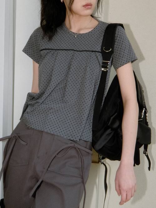 Dot Flared Tee (Charcoal)